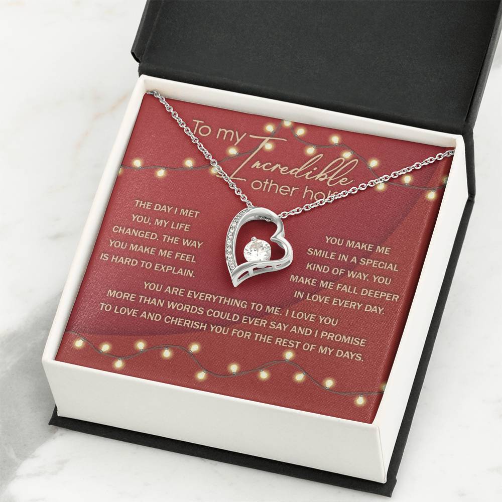 Romantic Necklace Gift for Partner – Message Card & Box