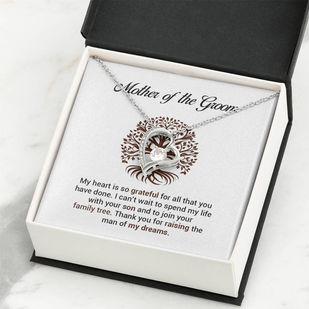 Mother of Groom Necklace Gift from Bride with Message Card