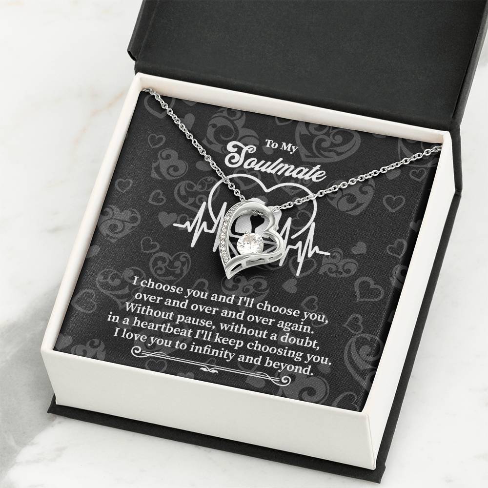 Heartbeat Soulmate Necklace Gift with Love Quote Card