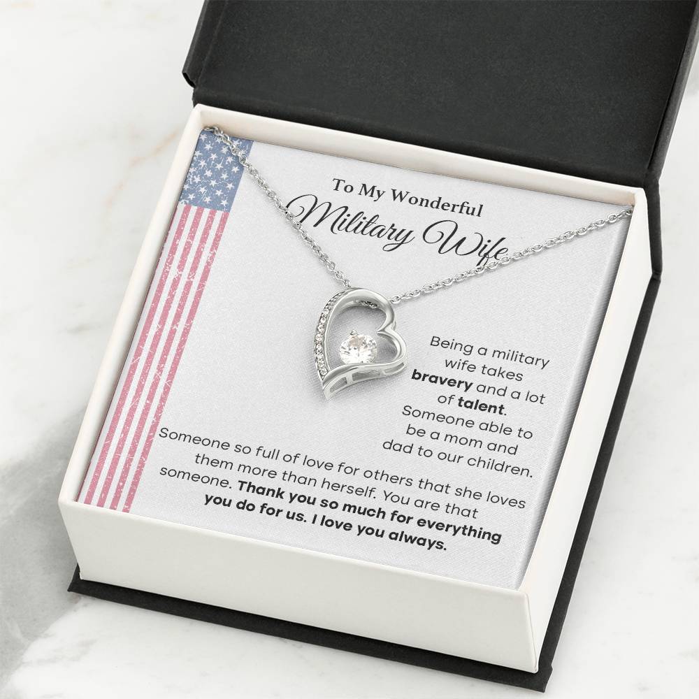 To My Wonderful Military Wife Heartfelt Jewelry Gift Military Wife Jewelry Supportive Necklace For Wives Bravery And Strength Jewelry Love And Appreciation Necklace Thank You Jewelry Gift Forever Loved Necklace Unique Jewelry For Wives