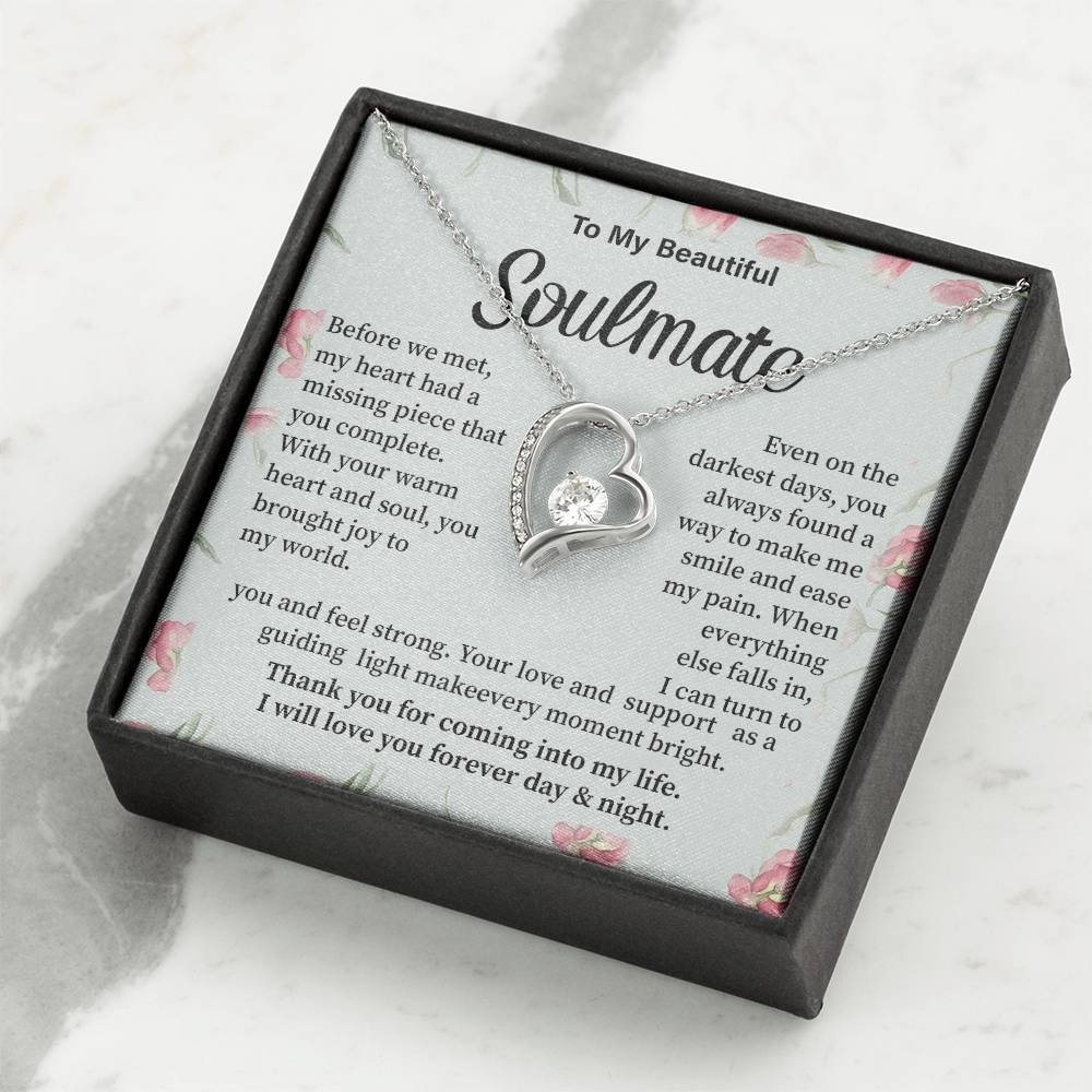 Soulmate Necklace Gift for Her – Romantic Message Card