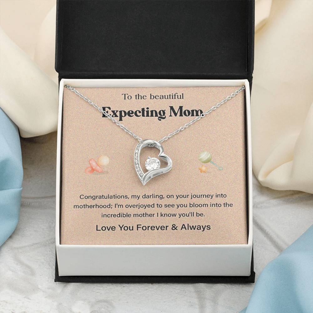 To The Beautiful Expecting Mom, Beautiful Expecting Mom Necklace Gift Best Necklace Gift For Expecting Mother Journey Into Motherhood Necklace Gift Necklace With Heartfelt Message Thoughtful Necklace Gift Best Mother’s Day Necklace Gift