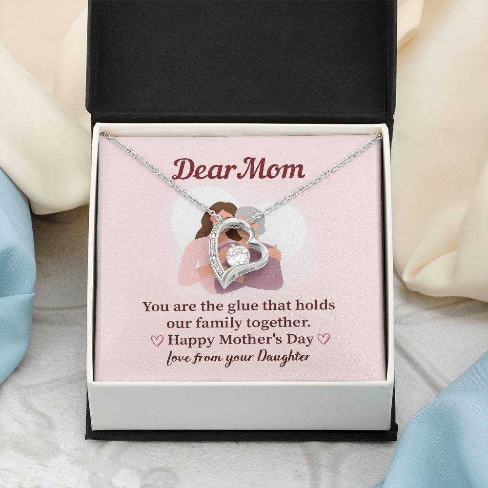 Dear Mom Family Glue Pendant Elegant Jewelry For A Mother’s Day Gift Sweet Gift For A Wonderful Woman Heartfelt Necklace Sentimental Jewelry Thank You Pendant Gift For A Special Mom Sweet Pendant For Family Love