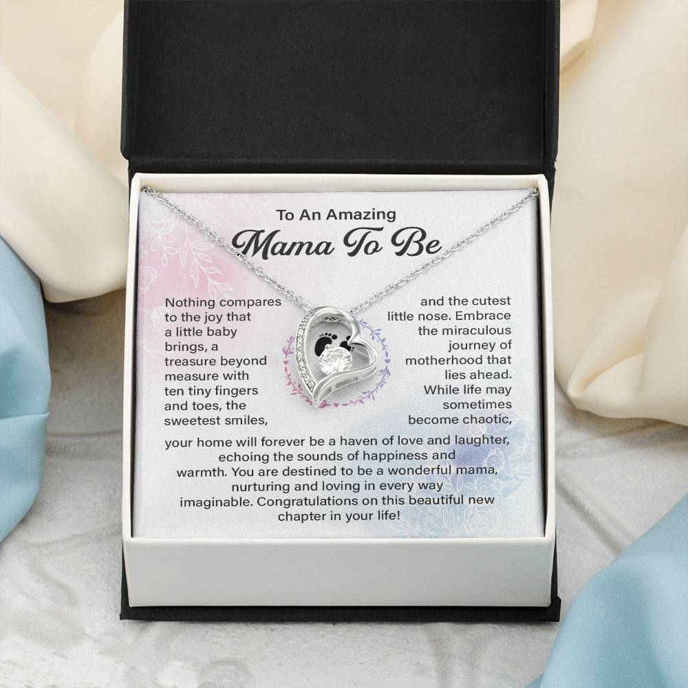 Mama To Be Heart Necklace with Baby Message