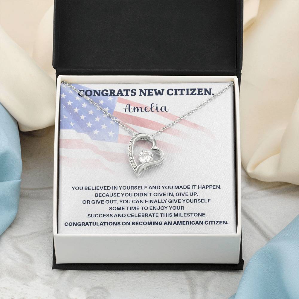 Congrats Necklace For New U.s. Citizen Amelia Necklace For New U.s. Citizen Gift For New American Citizen Necklace With Citizenship Message U.s. Citizenship Achievement Gift Necklace For Proud U.s. Citizen Necklace For Citizenship Success