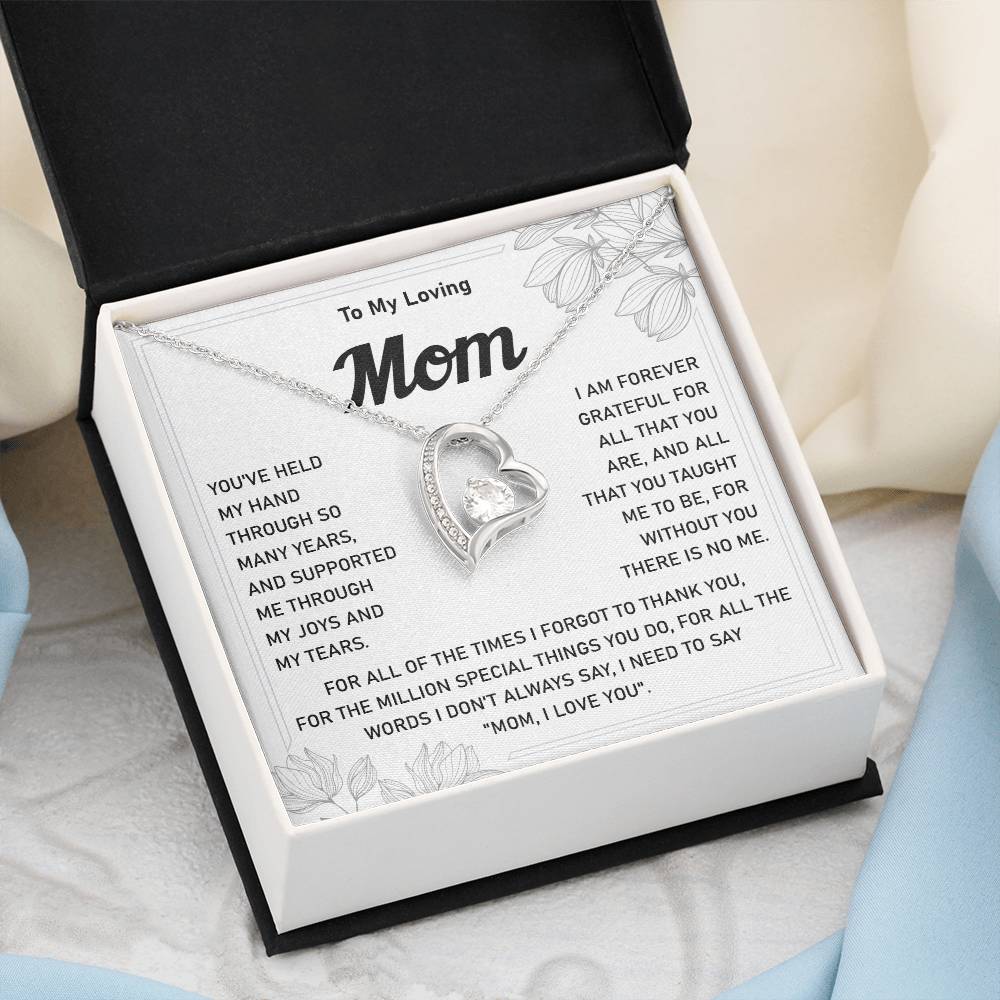 Heart Necklace Gift for Loving Mom from Daughter or Son