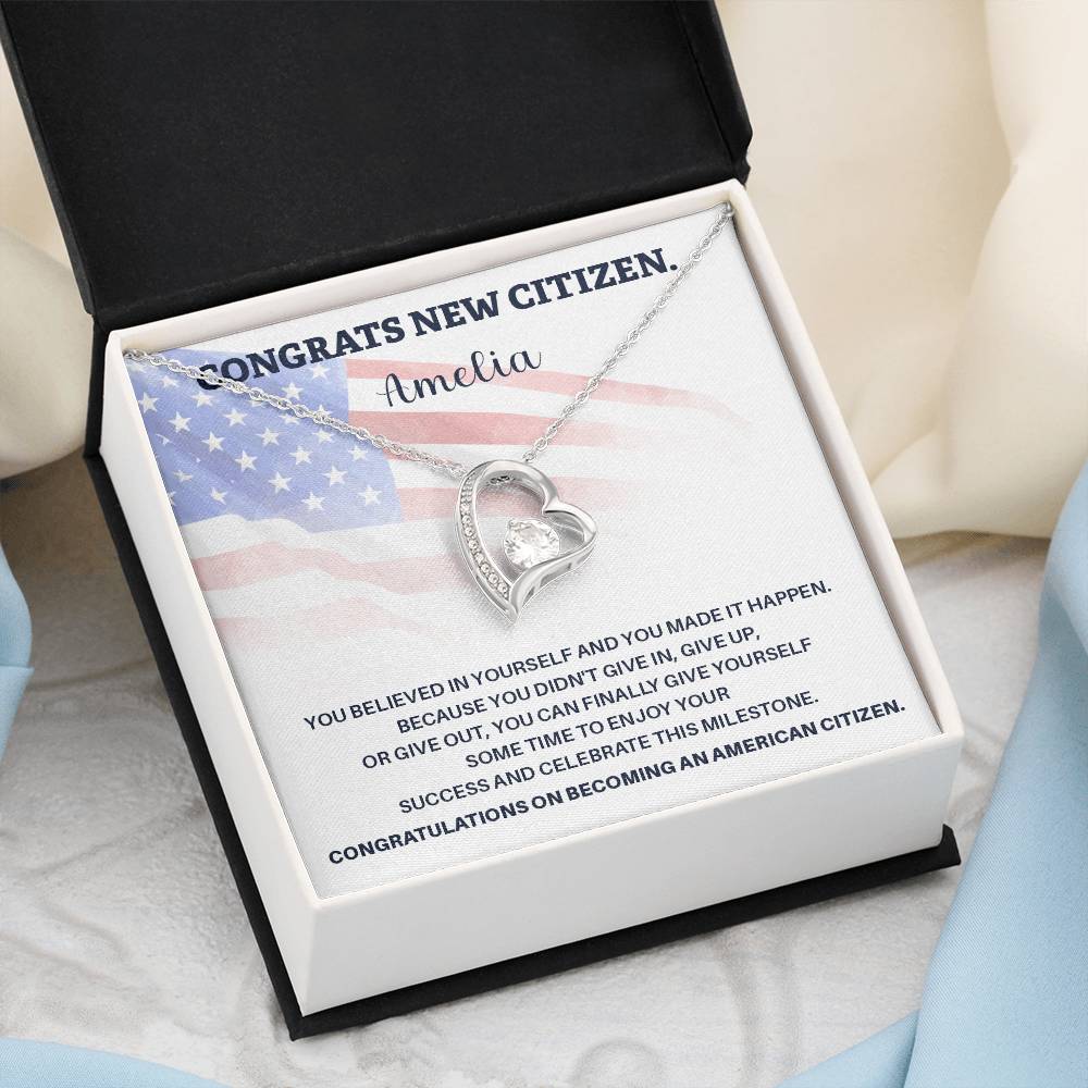 Congrats Necklace For New U.s. Citizen Amelia Necklace For New U.s. Citizen Gift For New American Citizen Necklace With Citizenship Message U.s. Citizenship Achievement Gift Necklace For Proud U.s. Citizen Necklace For Citizenship Success