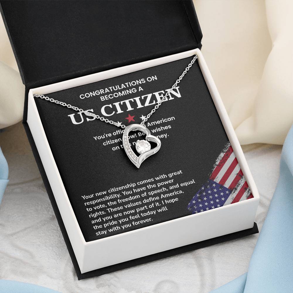 Congratulations Necklace For New U.s. Citizen Necklace For New U.s. Citizen Necklace With Citizenship Message Necklace For Official U.s. Citizen Necklace For New U.s. Patriot Jewelry For New U.s. Citizen Gift For U.s. Citizenship Ceremony