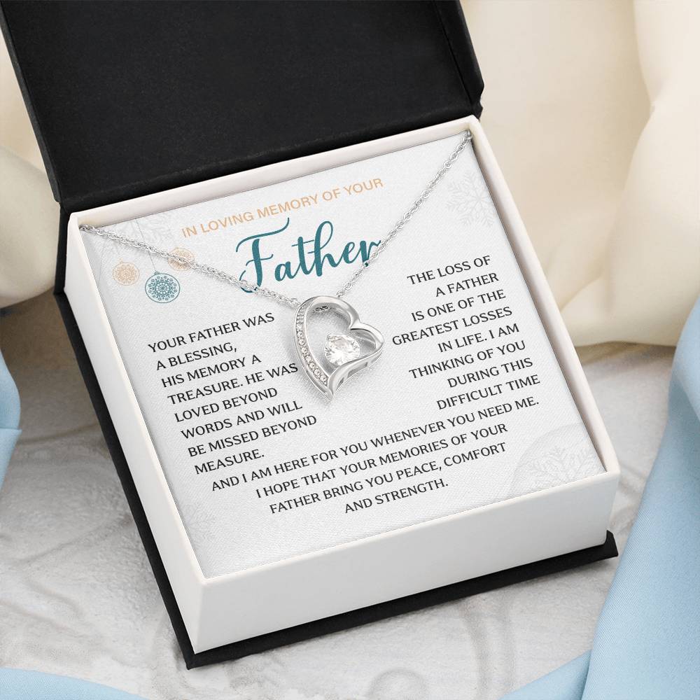 Sympathy Necklace Gift for Loss of Father with Message Card