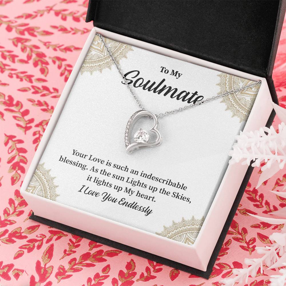 Soulmate Gift for Her with Heart Pendant Message