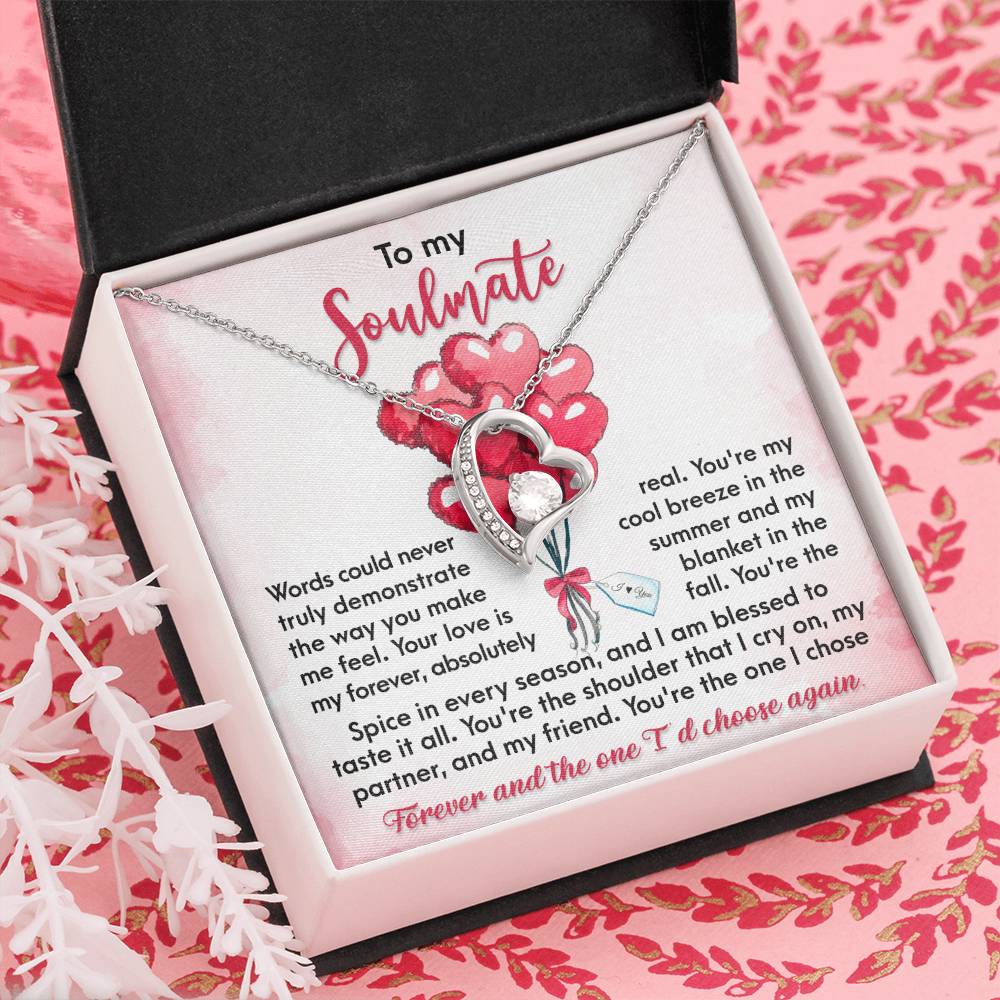 To My Soulmate Necklace Gift, Words Could Never Truly Demonstrate The Way You Make Me Feel. Soulmate Necklace For Wife, Girlfriend, Fiance Jewelry Necklace Gift On Anniversary, Birthday, Valentine's Day Necklace.