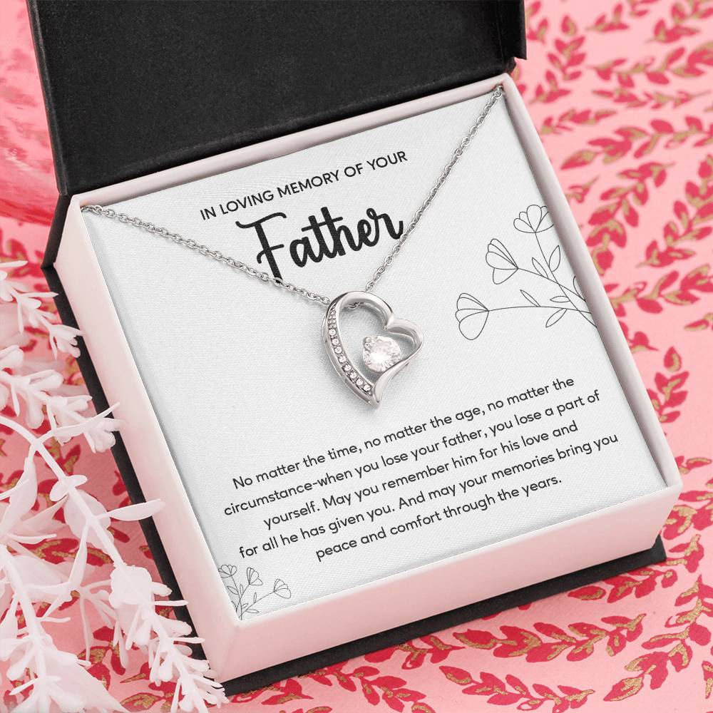 Sympathy Gift for Loss of Father Heart Necklace with Message Card