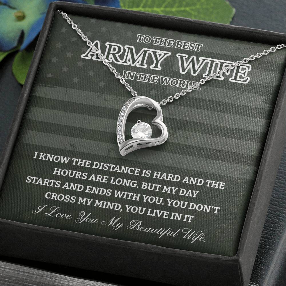 Army Wife Necklace - To The Best Wife In The World, A Heartfelt Gift Of Love Across Distance - Tribute To My Beautiful Wife
