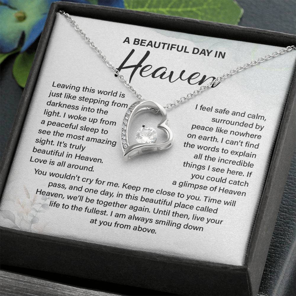 A Beautiful Day In Heaven Necklace – Sentimental Memorial Jewelry Gift, We'll Be Together Again, Heartfelt Keepsake For Love, Peace, And Comfort