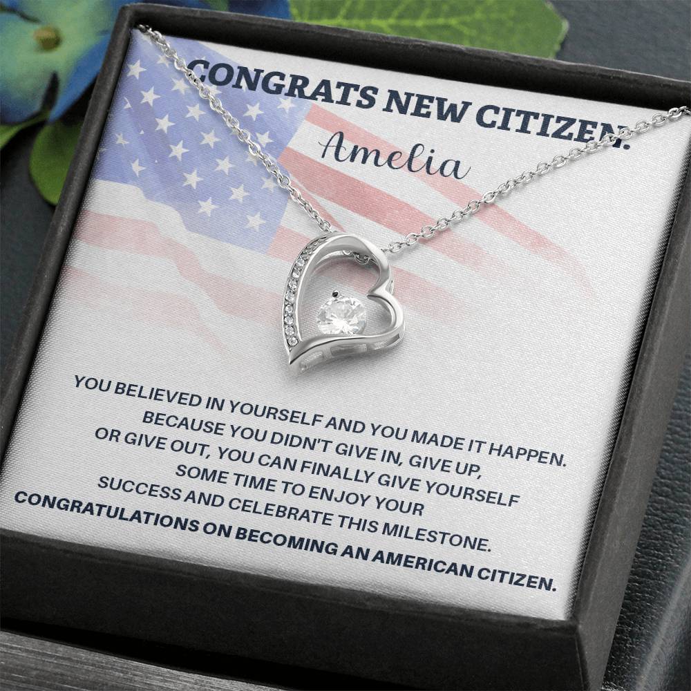 Congrats Necklace For New U.s. Citizen Amelia Necklace For New U.s. Citizen Gift For New American Citizen Necklace With Citizenship Message U.s. Citizenship Achievement Gift Necklace For Proud U.s. Citizen Necklace For Citizenship Success