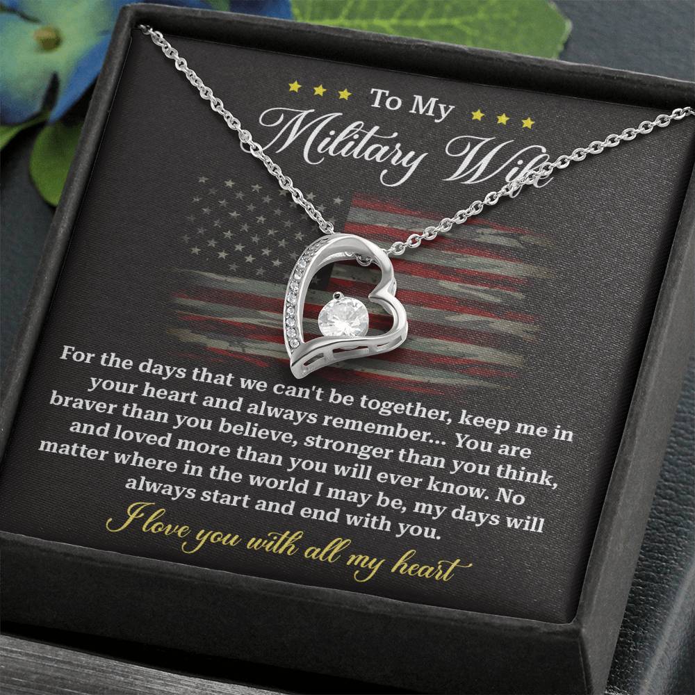 Military Wife Necklace - Braver, Stronger, Loved Forever, A Heartfelt Gift Of Love Across Distance - From Your Heartfelt Husband