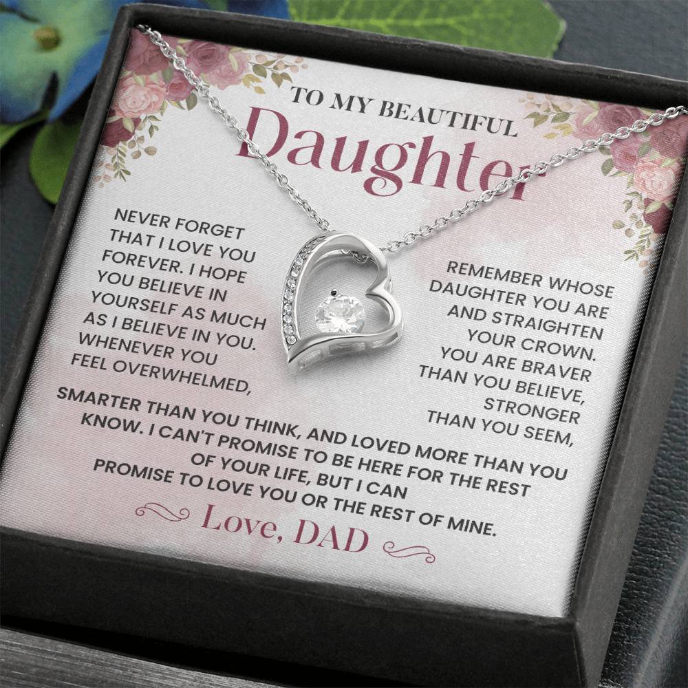 Daughter Necklace Gift from Dad – Crown Reminder Message