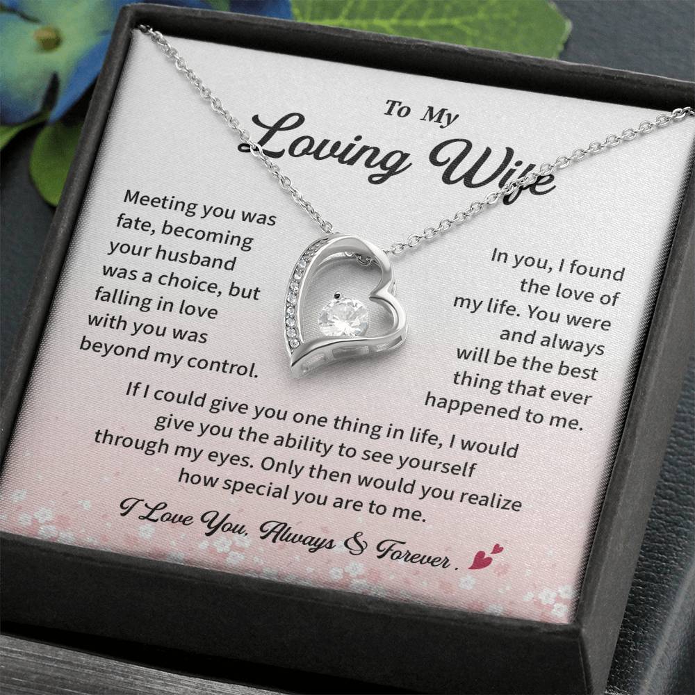 Loving Wife Necklace Gift from Husband – Heartfelt Message Card Jewelry Box