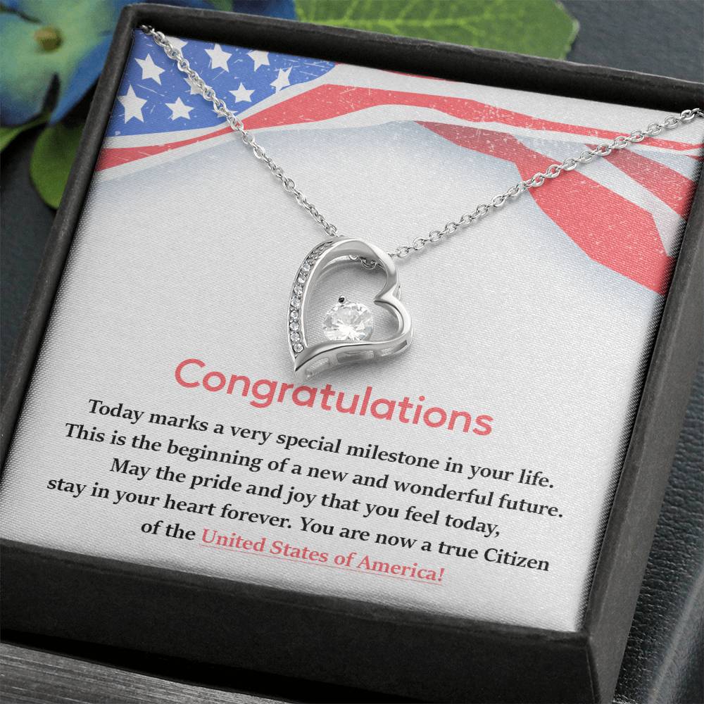 Congratulations Necklace For New U.s. Citizen Necklace For New U.s. Citizen Gift For New American Citizen Necklace With Citizenship Message Necklace For Official U.s. Citizen Gift For New U.s. Patriot Jewelry For New U.s. Citizen Jewelry For U.s.