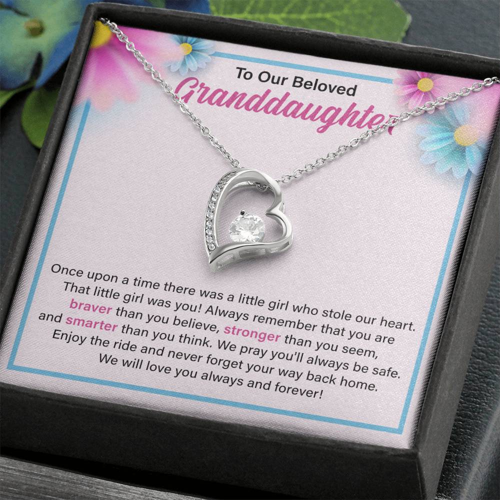 To Our Beloved Granddaughter Necklace, Necklace for Granddaughter, Granddaughter Gifts from Grandma or Grandpa, We Will Love You Always And Forever.