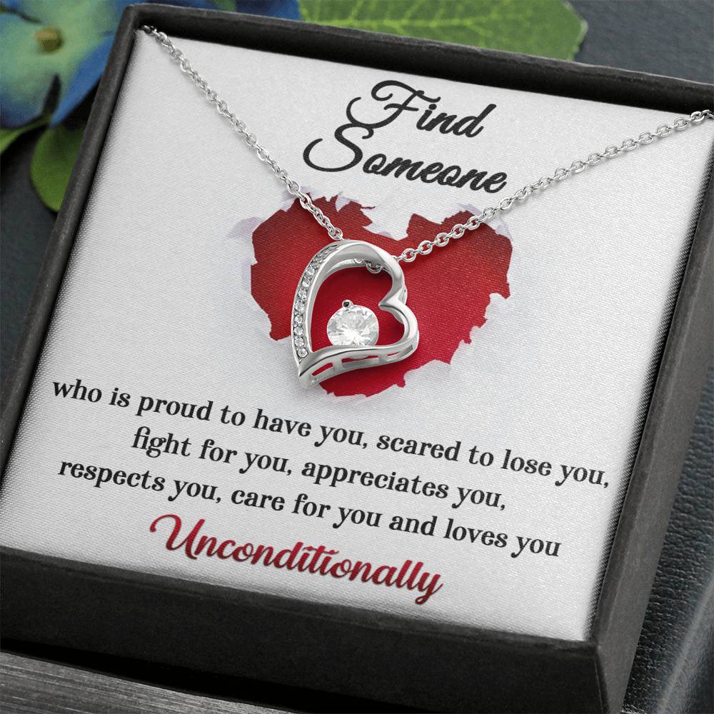 Find Someone Who Is Proud To Have You Like A Soulmate Forever Heart Necklace Gift With A Message Card Necklace For Girlfriend, Wife's Anniversary, Valentine's Day And Birthday Gift With A Meaningful Message Card And Box.