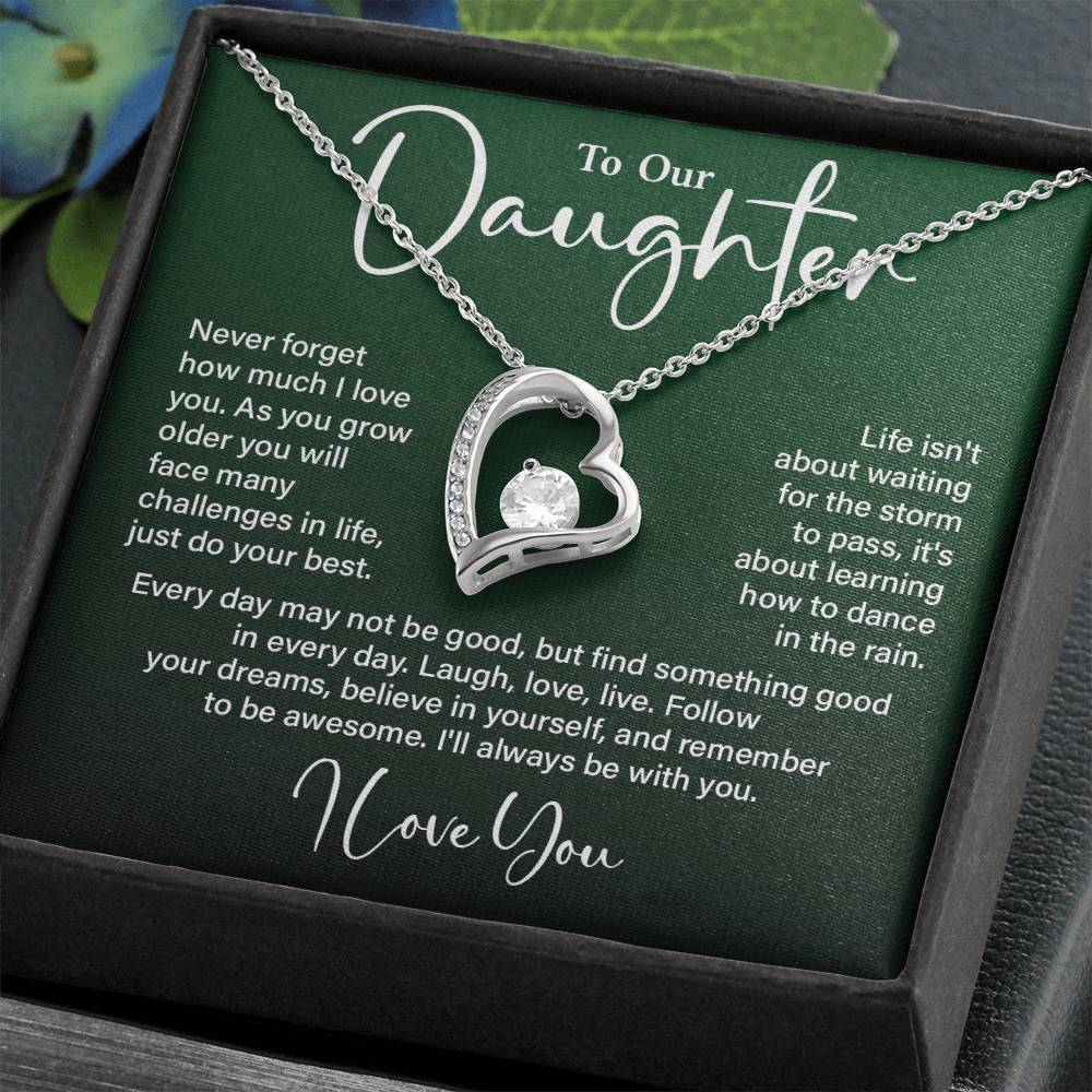 Daughter Gift from Mom and Dad – Love You Heart Necklace