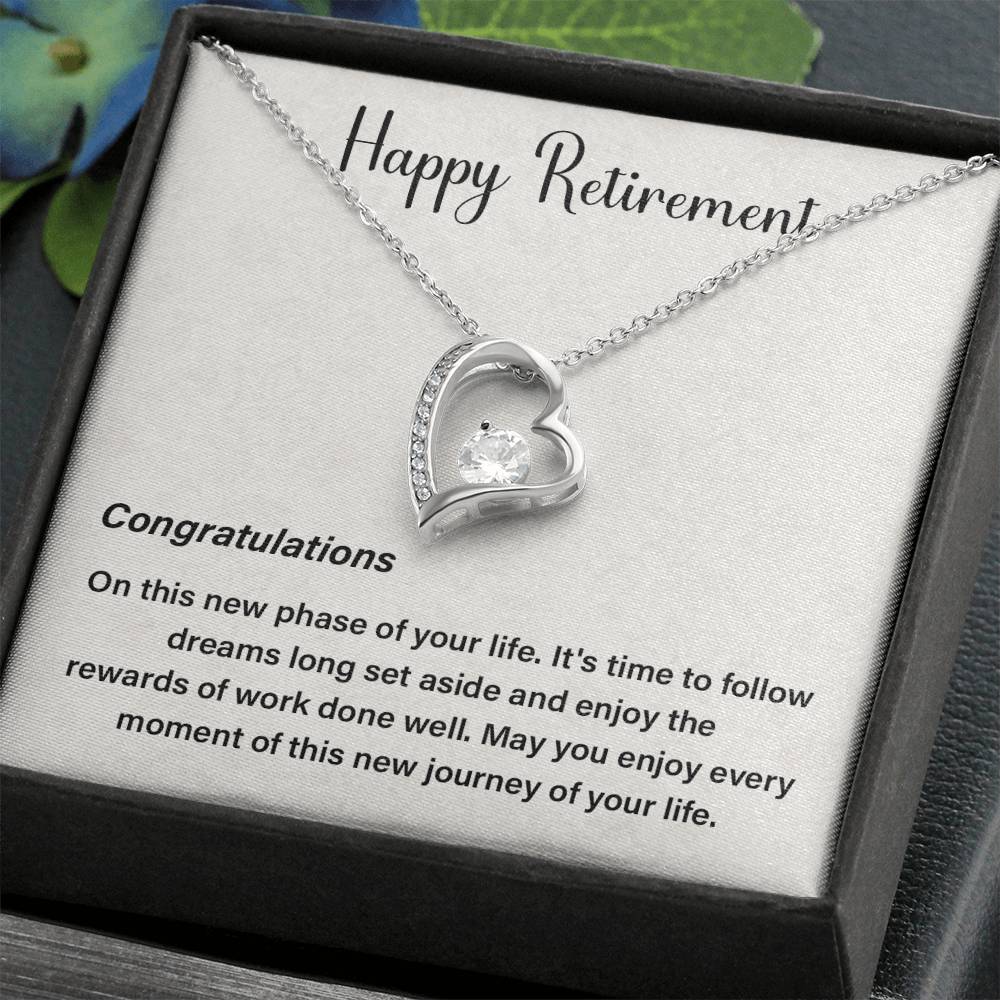 Retirement Necklace Gift for Women with Message Box