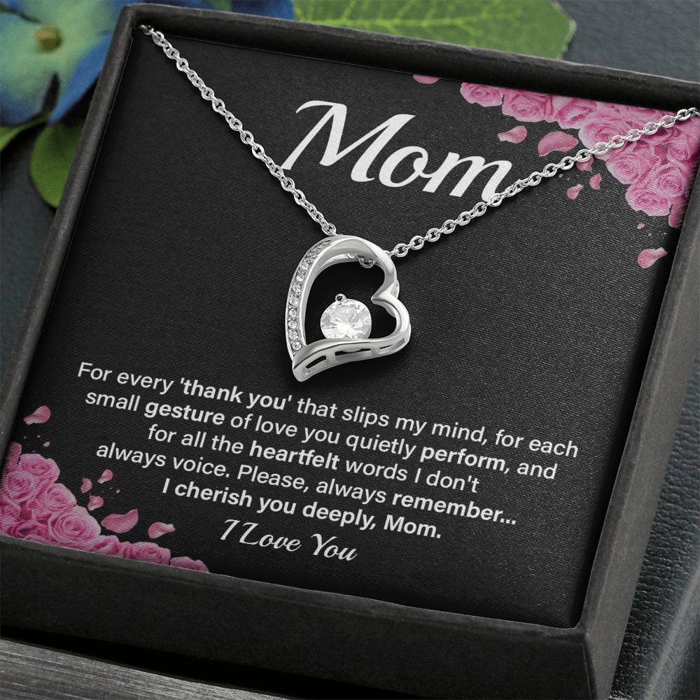 Heartfelt Mom Necklace Gift with Message Card