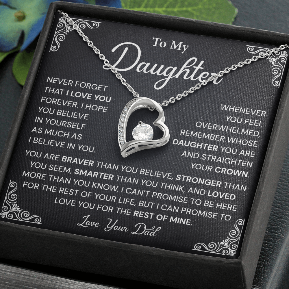 Daughter Heart Necklace Gift from Dad Message Card