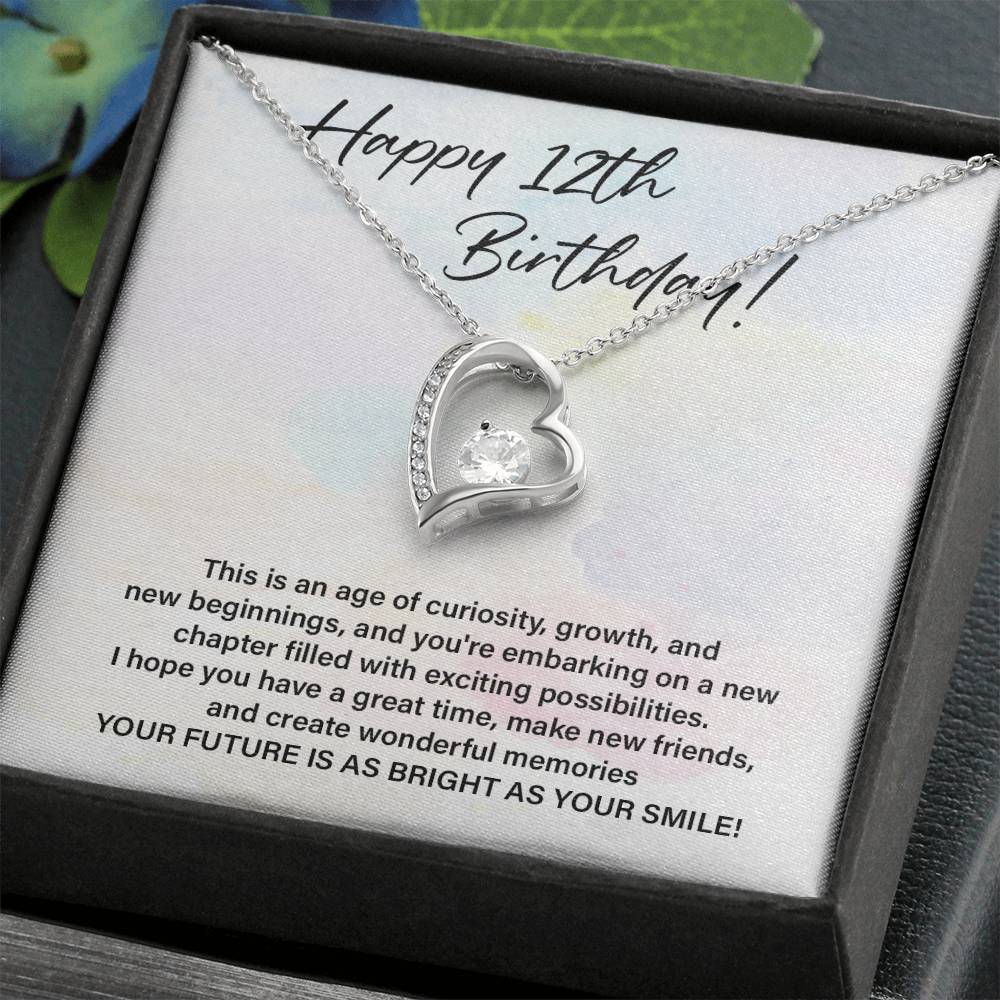 12th Birthday Necklace Gift for Girl – Bright Future Message Card