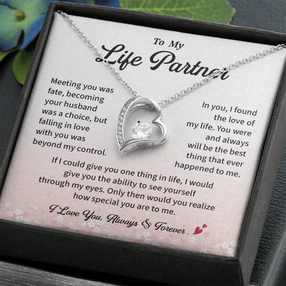 Life Partner Necklace Gift for Her from Husband Pendant with Sentimental Message Card