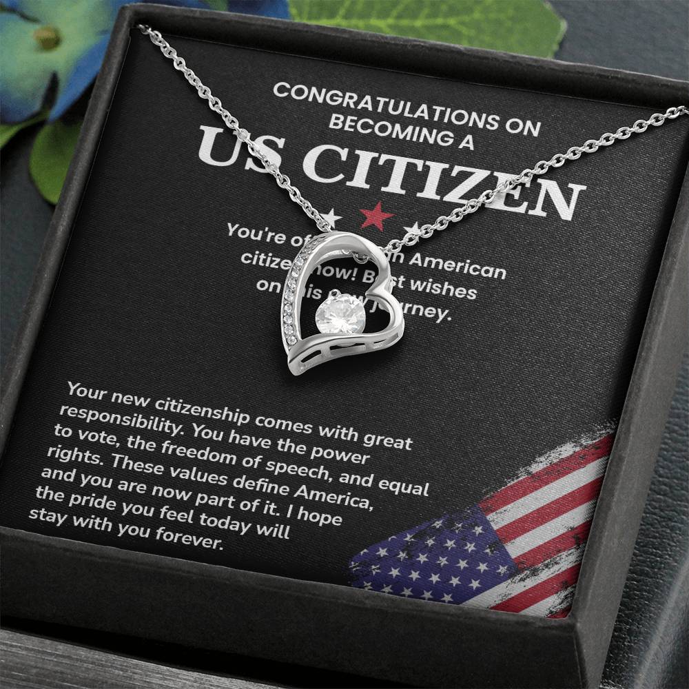 Congratulations Necklace For New U.s. Citizen Necklace For New U.s. Citizen Necklace With Citizenship Message Necklace For Official U.s. Citizen Necklace For New U.s. Patriot Jewelry For New U.s. Citizen Gift For U.s. Citizenship Ceremony