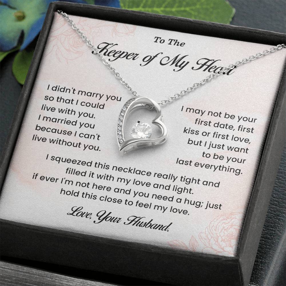 Necklace Gift for Wife – Keeper of My Heart Card