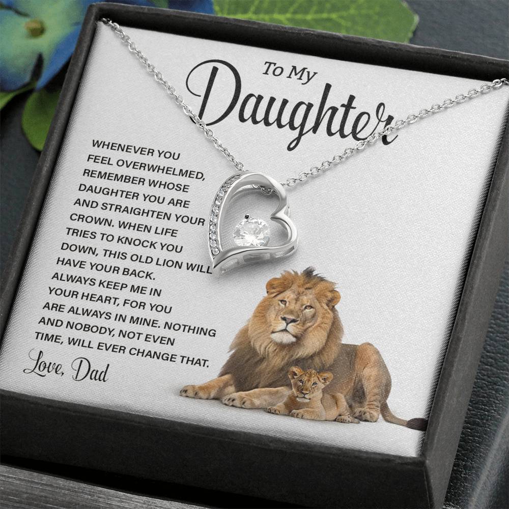 To My Daughter Lion Necklace from Dad – Strength & Love Message Card