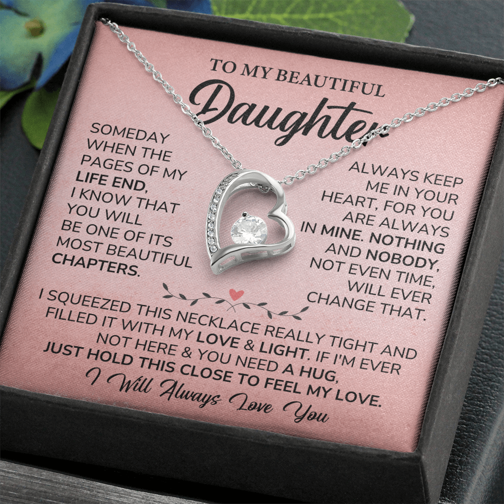 Daughter Gift with Heart Pendant from Parent with Message Card
