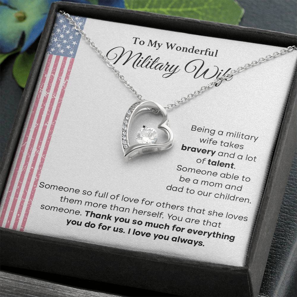 To My Wonderful Military Wife Heartfelt Jewelry Gift Military Wife Jewelry Supportive Necklace For Wives Bravery And Strength Jewelry Love And Appreciation Necklace Thank You Jewelry Gift Forever Loved Necklace Unique Jewelry For Wives