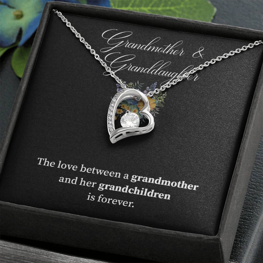 Grandmother & Granddaughter Heart Necklace – Gift with Card