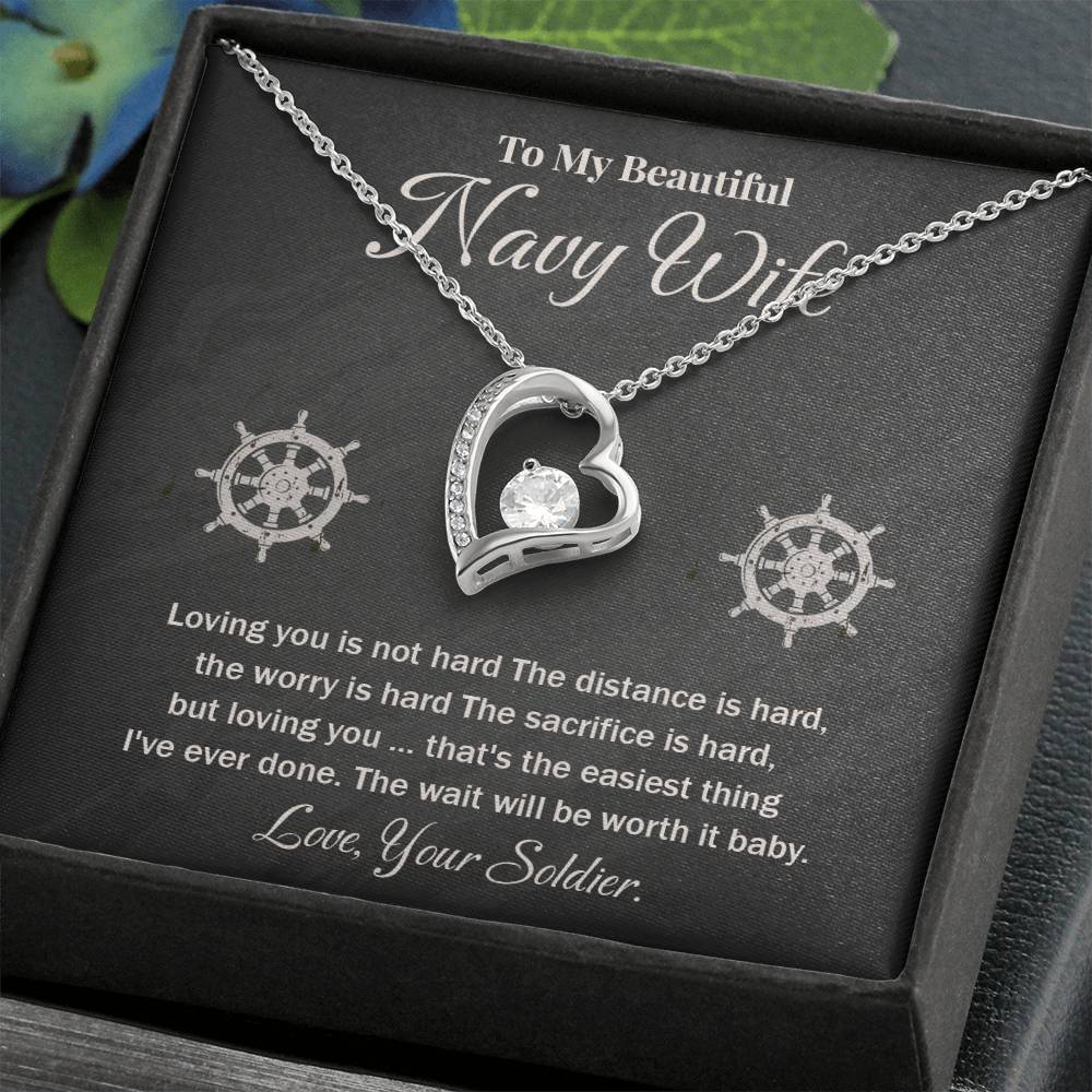 Navy Wife Necklace Gift from Husband – With Message Card