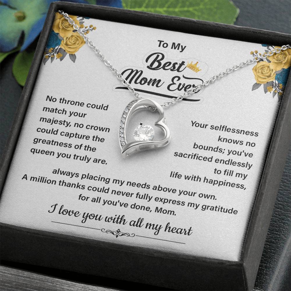 Best Mom Ever Necklace Gift From Daughter Message Card