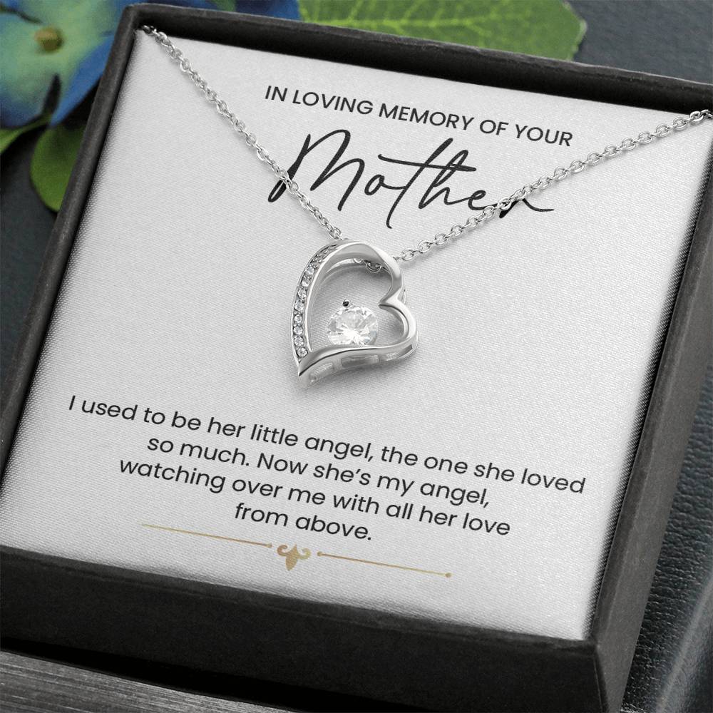 In Loving Memory Necklace For Mother – Heartfelt Memorial Jewelry Gift, From Her Little Angel To My Guardian Angel, Sentimental Keepsake For Eternal Love And Connection