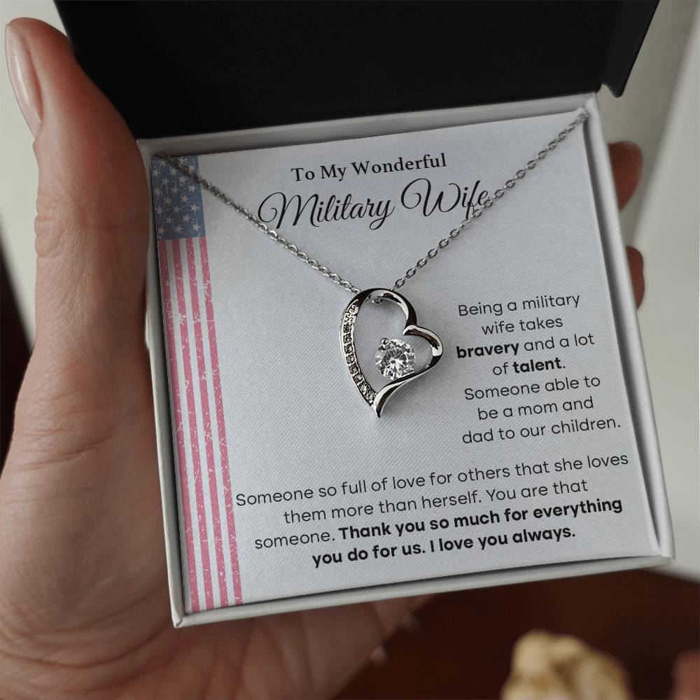 To My Wonderful Military Wife Heartfelt Jewelry Gift Military Wife Jewelry Supportive Necklace For Wives Bravery And Strength Jewelry Love And Appreciation Necklace Thank You Jewelry Gift Forever Loved Necklace Unique Jewelry For Wives