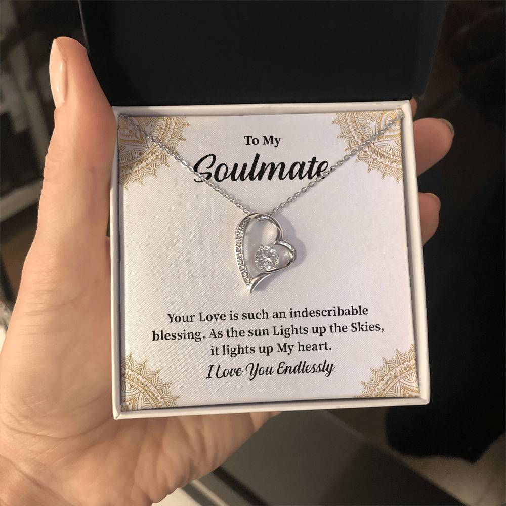 Soulmate Gift for Her with Heart Pendant Message