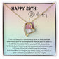 24th Birthday Necklace Gift for Her – Heart Pendant with Message Card
