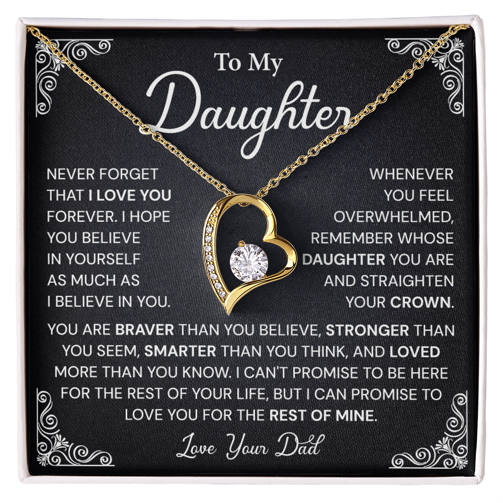 Daughter Heart Necklace Gift from Dad Message Card