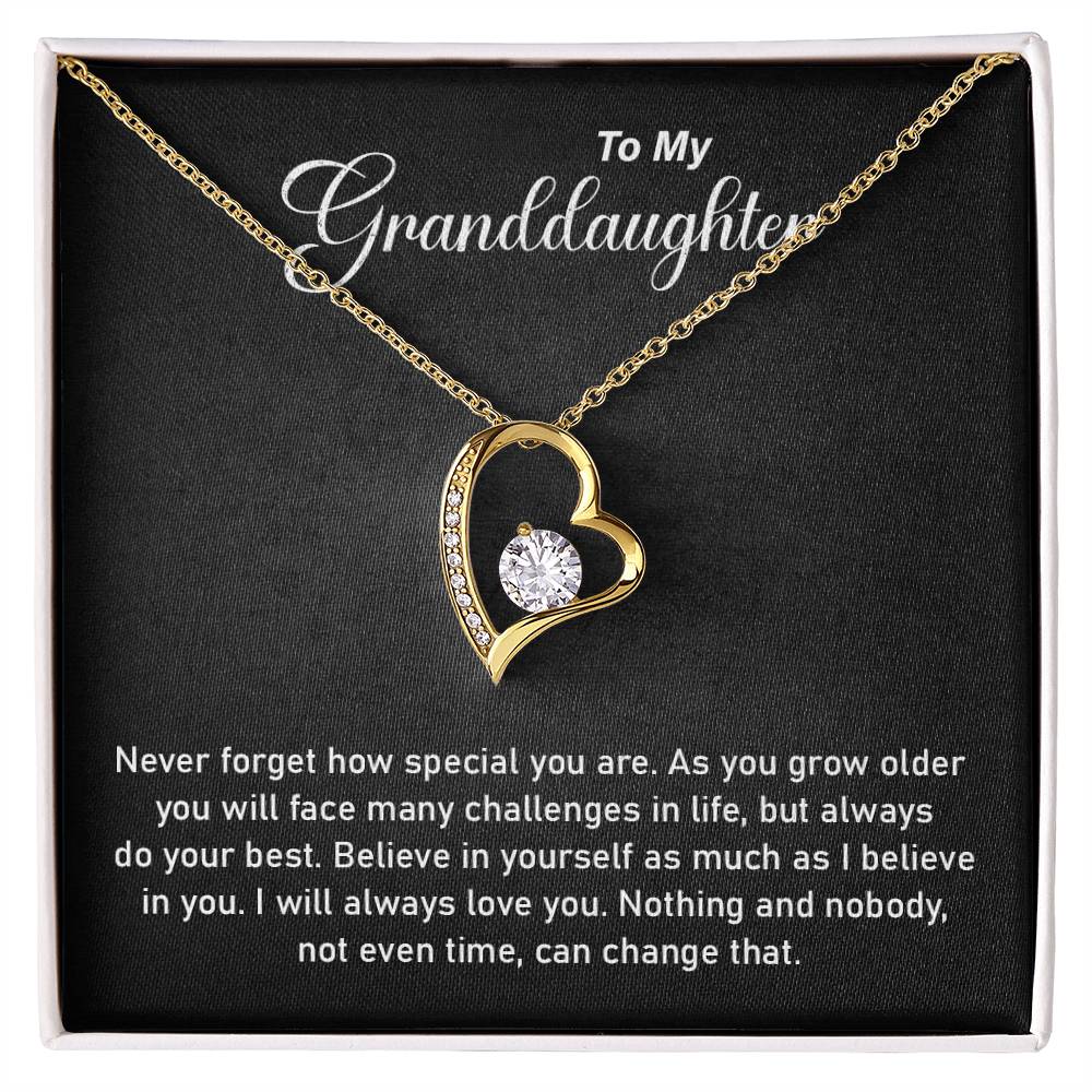 To My Granddaughter Necklace – Inspirational Gift with Card
