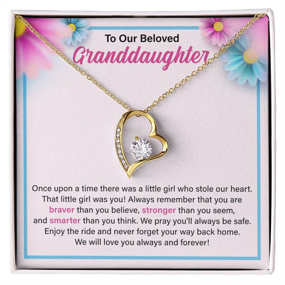 To Our Beloved Granddaughter Necklace, Necklace for Granddaughter, Granddaughter Gifts from Grandma or Grandpa, We Will Love You Always And Forever.