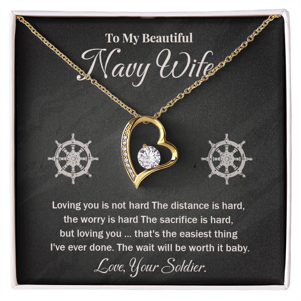 Navy Wife Necklace Gift from Husband – With Message Card