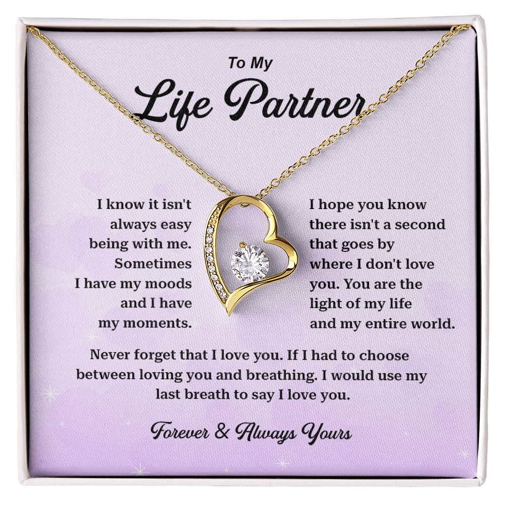 Life Partner Necklace Gift with Message Card Box
