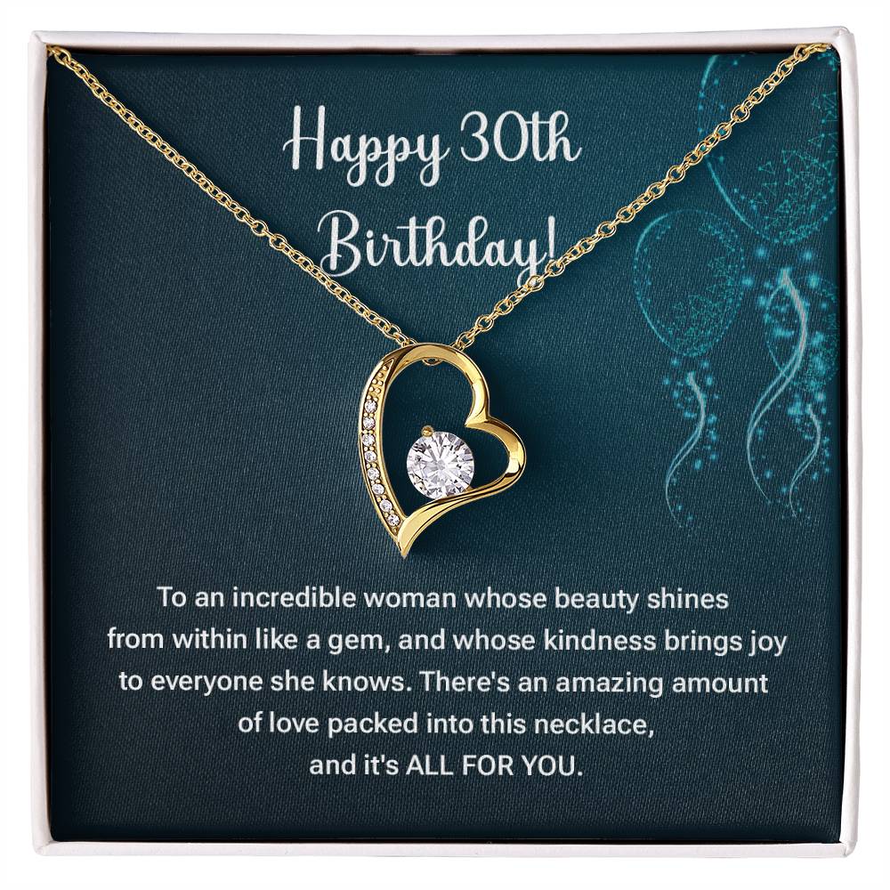 30th Birthday Necklace Gift – Heart Pendant Jewelry for Her