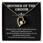 Mother of the Groom Necklace Gift with Heartfelt Message Card
